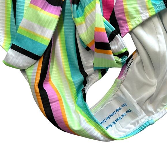 New w/Tags NO BOUNDARIES One Piece Swim Bathing Suit Rainbow One Tie Waist Large - Picture 6 of 9